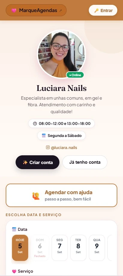 Agenda online de Luciara Nascimento