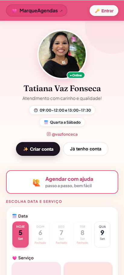 Agenda online de Tatiana Vaz Fonseca